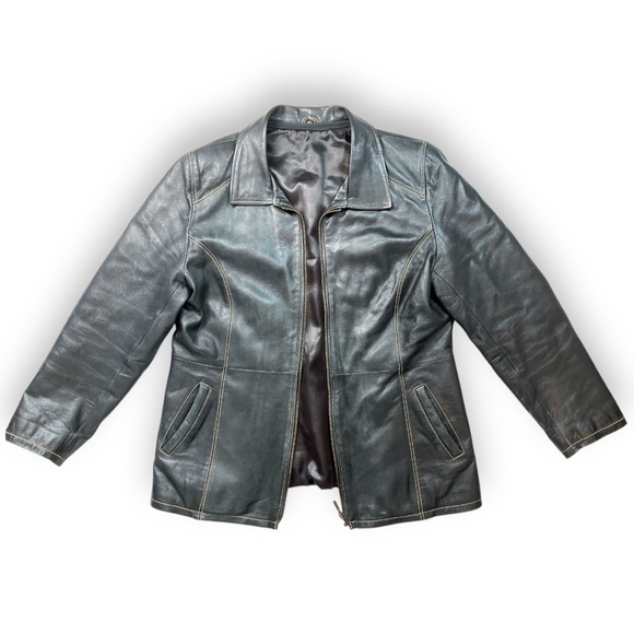 Vintage woman leather jacket with detachable lining XL - Picture 11 of 17